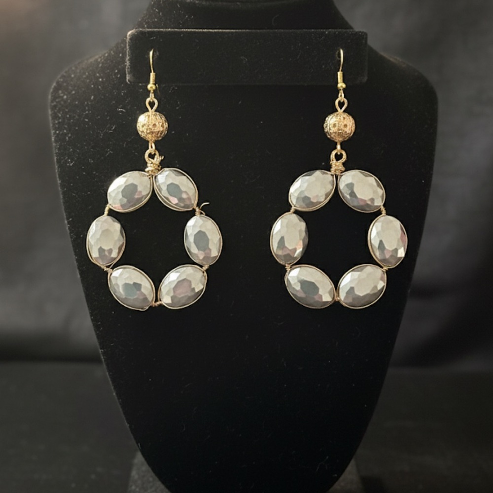Massini Gold and Silver Oval Earrings